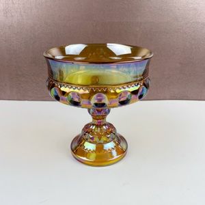 Vintage Carnival Glass Iridescent Orange Candy Dish Home Decor